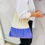 Pleated shoulder bag women's canvas shopping bag niche solid color three-dimensional shrink notebook
