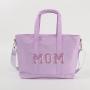 Keymay Hot Sale 8 Colors Medium Large Waterproof Durable Embroidery Letter Patches Ladies Bags Handbag Store Zippered Tote Bag