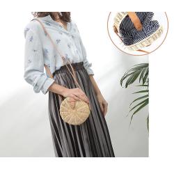 Bolsos Straw Fashion  Beach Girl Bag Round Single Shoulder Braided Bag  Wholesale Pure Color Woven Crossbody Bag