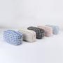 NNew Arrivals Women Fashion Personalized Embroidery Tweed Fabric Makeup Bag Custom Checked Paid Travel Pouch Makeup Organizer