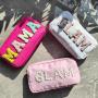 Customization Makeup Chenille GLAM Purses Pearl Letter Patch Sewn Wedding Gift Toiletry Cosmetic Bags Nylon Travel Pouch