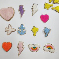 Self-adhesive Chenille Pearl Letter 26 Full Alphabets Vowel Monogram Rainbow Flight Patch Glitter Embroidery Chenille Patches