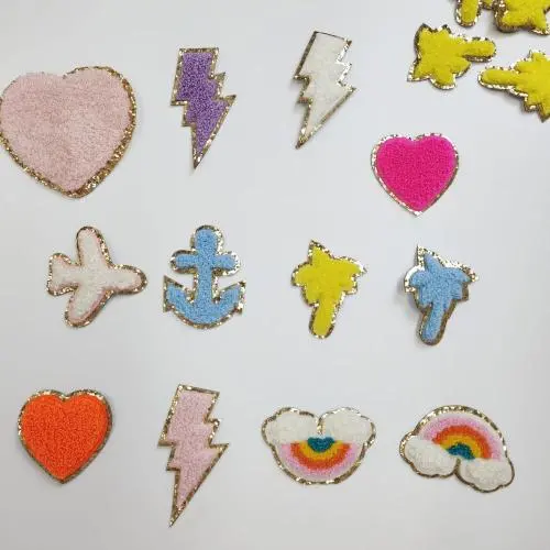 Self-adhesive Chenille Pearl Letter 26 Full Alphabets Vowel Monogram Rainbow Flight Patch Glitter Embroidery Chenille Patches