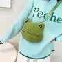 Custom plush frog cute shape portable decorative zipper shoulder bag niche design plus logo