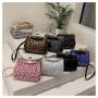 HR563 New Fashion Style Dinner Party Clutch Bag Personalized Sequin Clip Handheld Bag Chain Strap One Shoulder Crossbody Bag