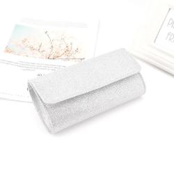 HR055 Female Luxury Shiny Evening Clutch Bag Cloth Square Shape Wedding Party Underarm Package Bling Chain Evening Phone Handbag