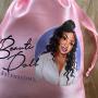 Pink Satin Drawstring Bag Customized Logo Printed Satin Gift Bag