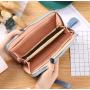 HR072 PU Leather Women Long Luxury Wallets Combination Color Contrast Handheld Coin Zipper Purse Phone Credit Card Holder Bag