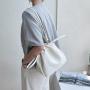 Korean Summer Women New Macaron Color Shoulder Bag Fashion PU Leather Handbag Soft Side Drawstring Pleated Small Square Bag
