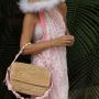 2023 New Arrival Summer Beach Straw Ladies Shoulder Bags With Pearl Chain Pink Fashion Custom Logo Womens Shoulder Bags