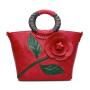 2024 Custom Engraved Flower Bucket Bag Handbag For Women Vintage Wooden Handle