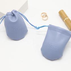Luxury Emboss Printing Leather Headphone And Earphone Packing Bag Jewelry Bag Small Drawstring Leather Pouch