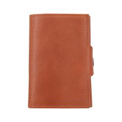 Slim and sleek premium leather wallet men's RFID blocking trifold wallet with hidden pocket