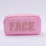 RTS 18 Colors Stock Nylon Portable Personalized Embroidery Letter Patch Women Lady Girl Fashion Gifts Custom Travel cosmetic bag