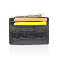Sunny Leathers Glossy Crocodile Card Holder Crocodile Pattern Men Card Holder Genuine Cow Leather Credit Card