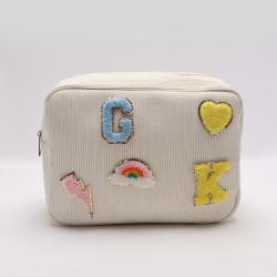 2023 Hot Sale High Quality Women Personalized Embroidered Glitter Makeup And Cosmetic Bags & Cases Corduroy Cosmetic Bag