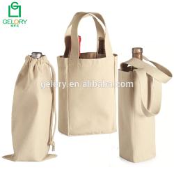 Gelory Factory Wholesale Eco Friendly Handle Style Wine Bag Cotton Canvas Bottle Bag Wholesale
