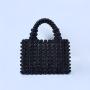 Custom  acrylic resin beads square hand bag Wholesale New Design Clutch Evening Bag Handmade Black Beaded Bags Handbag