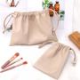 Custom Logo Printed Emboss Pu Leather Drawstring Bag For Cosmetic Waterproof Packaging Gift Makeup Dust Leather Pouch