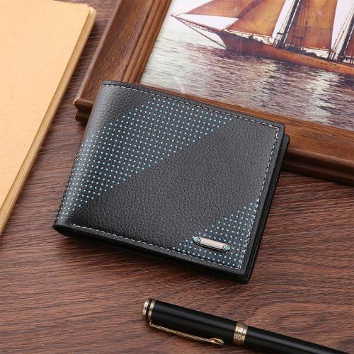 Men's Casual Soft Wallet New Young Multi-Card Fashion Two-Fold Horizontal Design Waterproof Open Closure