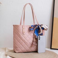 2024 Trendy Large Capacity Diamond Embroidery Tote Bag Simple Silk Scarf Shoulder Bucket Bag Women Fashionable Large Capacity