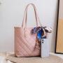 2024 Trendy Large Capacity Diamond Embroidery Tote Bag Simple Silk Scarf Shoulder Bucket Bag Women Fashionable Large Capacity