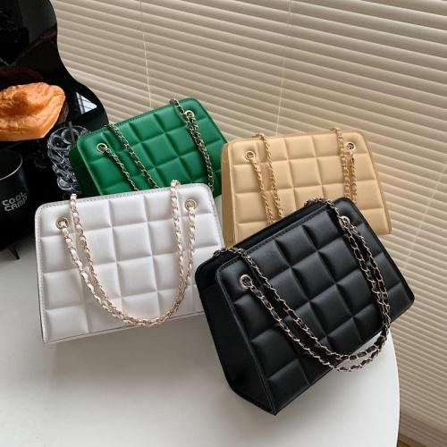 2024 New Korean Retro Chain Women's Shoulder Bags Solid Color Armpit Bag Lingge Casual Bags for Women