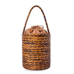 2024 European and American Style Personalized Round Split Leather Braided Bucket Bag For Women Trendy Ladies Bucket Bags