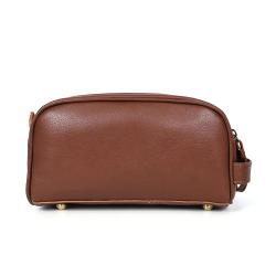 Premium leather travel pouch makeup bag toiletry bag customized with logo genuine leather men's cosmetic bag