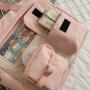 Low moq custom fashion girls handbags clear pvc gothic nylon blue ita bags book tote bags
