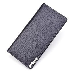 ZWY280 Men Simple Crocodile Print Long Wallet PU Waterproof Daily Lightweight Money Clip Business Multi-card Clutch Card Case