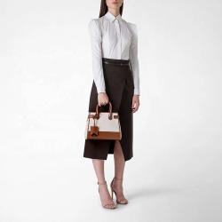Classical Brown And White Color Shoulder Bags For Women Factory Pu Leather Ladies Cross Body Bags With Golden Hardware
