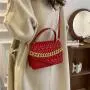 Chain Handbag Women's 2024 Fashion Retro Embossed Lingge Small Square Bag Women's One Shoulder Messenger Bag