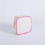 Keymay Stock Multi Colors Waterproof Cotton Zipper Pouch Blank Makeup Bag with Multi Colors Piping Cheap Small Makeup Pouch