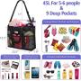 Gelory Wholesale Mesh Beach Toy Tote Bag 9 Pockets Large Lightweight Folding Portable Shoulder Beach Storage Bag