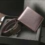 Custom Classical Vegan Leather Wallet Belt Set Man PU Leather Wallets Automatic Buckle Belts Gift Sets For Men