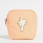 Custom Square Embroidery Tree Patch Waterproof Nylon Peach Pink Small Travel Bags for Women Toiletries Cosmetic Pouch