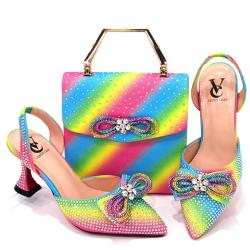 2024  Wedding Party High Heels Paired Handbag Pointed pumps and Handbag Set For Women Match