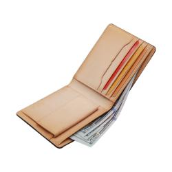 Vegetable tan leather top grain genuine leather coin men wallets rfid wallet