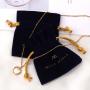 Custom Logo Printed Mini Velvet Jewelry Brooch Storage Bag Luxury Velvet Jewelry Drawstring Pouch