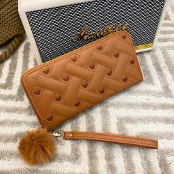 2024 Summer New Women's Wallet Medium Long Handheld Bag Trendy Indentation One Piece Fashionable Love Change Phone Bag Ladies