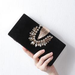 Wholesale  Leaf clip elegant evening bag  diamonds ladies bag Bridal Dress black clutch bags luxury handbags for women