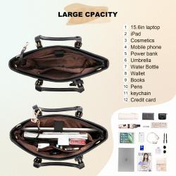 LOVEVOOK Wholesale 2PCS Laptop Briefcase Quilted PU Leather Shoulder Pueses and Handbags Large 15.6inch Women Laptop Tote Bags