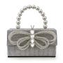 New Shiny Retro Diamond Handbag Evening Bag Bowknot Rhinestone Purse Small Square Bag Banquet Party Bag Handbags For Woman