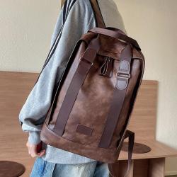 HR618 Unisex Laptop Backpack Fashion Trendy PU Leather Business Custom College School Bag Cool Boy Leisure Travel Backpack