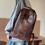 HR618 Unisex Laptop Backpack Fashion Trendy PU Leather Business Custom College School Bag Cool Boy Leisure Travel Backpack
