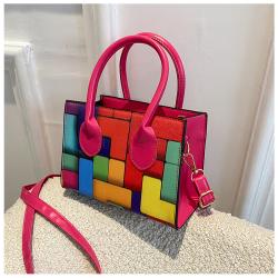 2022 Colorful Tote Bag with Zipper Closure for Lady Fashion Women Handbags PU Leather Cross Body Purse