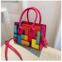 2022 Colorful Tote Bag with Zipper Closure for Lady Fashion Women Handbags PU Leather Cross Body Purse