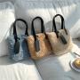 New Fashion Plain Tote Bag Luxury High Quality Soft Plush Hand Bag Simple Lovely Small Faux Fur Tote Bag