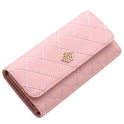 KBW453 2023 New Women Purse Ladies Clutch Bag Fashion Buckle Rhombus Wallet Card Holder Money Clip Embroidered Long Wallet